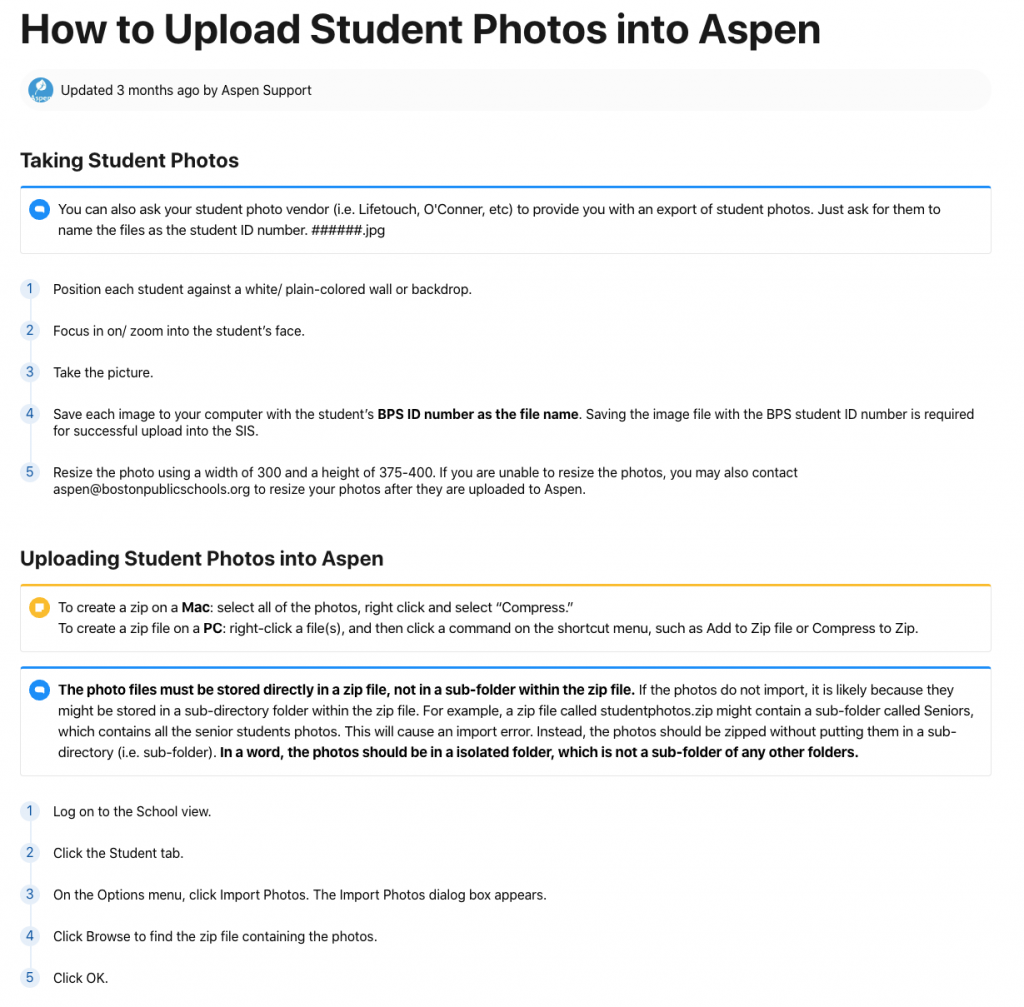 How to Upload Student Photos into Aspen